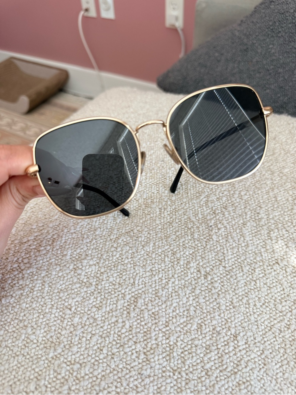 Quay Australia Gold Frame Black Lens Oversized Square Sunglasses